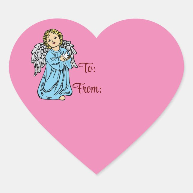Sticker Cœur Angel avec colombe à et de l'autocollant (Devant)