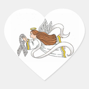 Sticker Cœur Angel de sensibilisation "ruban dentelle"