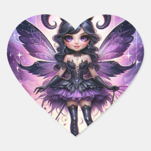 Sticker Cœur Angelina Purple Gothic Fairy Scorpion Horns Zodiaq