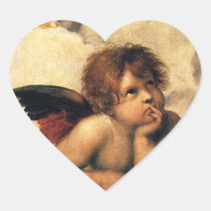 Sticker Cœur Anges de la Madone Sixtine par Raphaël Sanzio