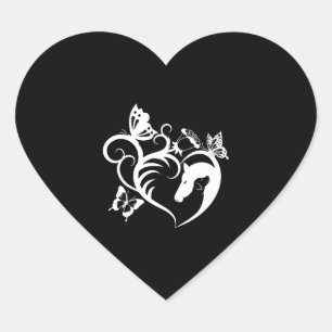 Sticker Cœur Animal Motif Cheval Chien Papillons Cadeau