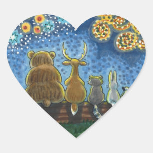 Sticker Cœur ANIMAUX SAUVAGES 4 JUILLET FEU, MORT Drôle