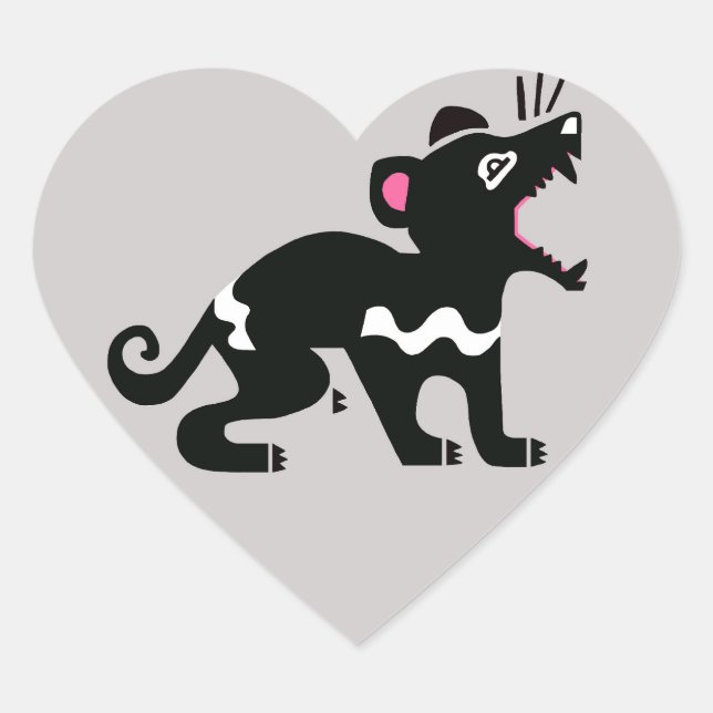 Sticker Cœur Animaux sauvages - DIABLE Tasmanien - Faune - (Devant)
