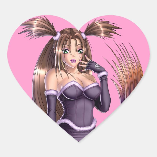 Sticker Cœur Anime Girl - Nikki (Devant)