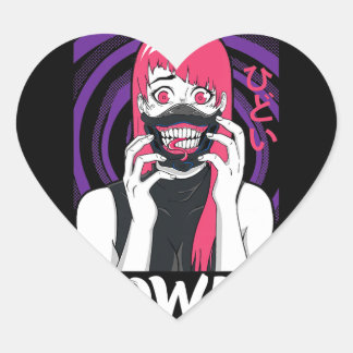 Sticker Cœur Anime Girl Yandere Horror Face Alien Kawaii Goth
