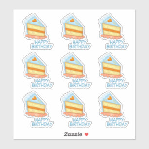 Sticker Coeur Anniversaire Contour de gâteau