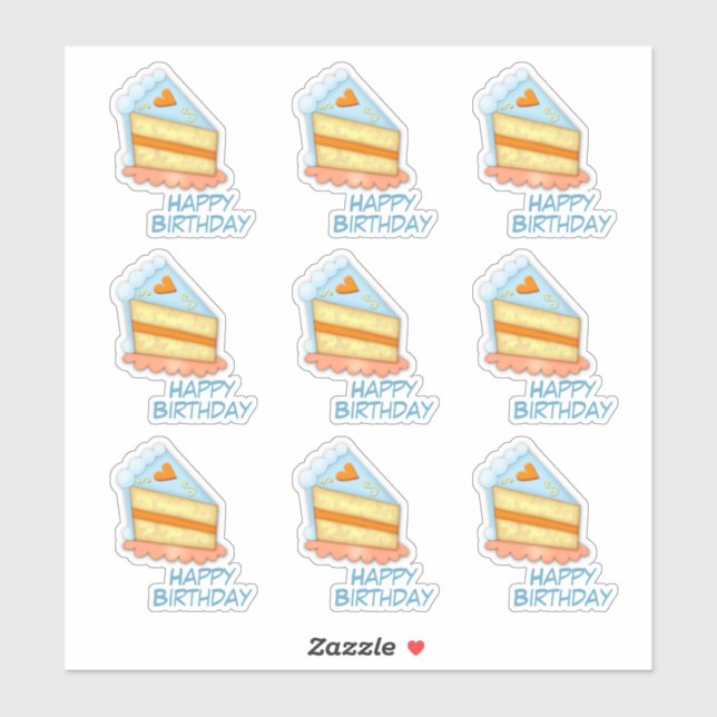 Sticker Coeur Anniversaire Contour de gâteau (Feuille)