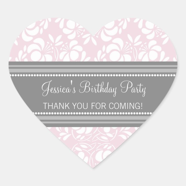 Sticker Cœur Anniversaire Merci Personnalisé Nom Favoriser Tags (Devant)