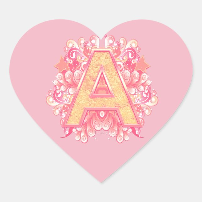 Sticker Cœur Anniversaire - Monogramme majuscule -lettre A (Devant)