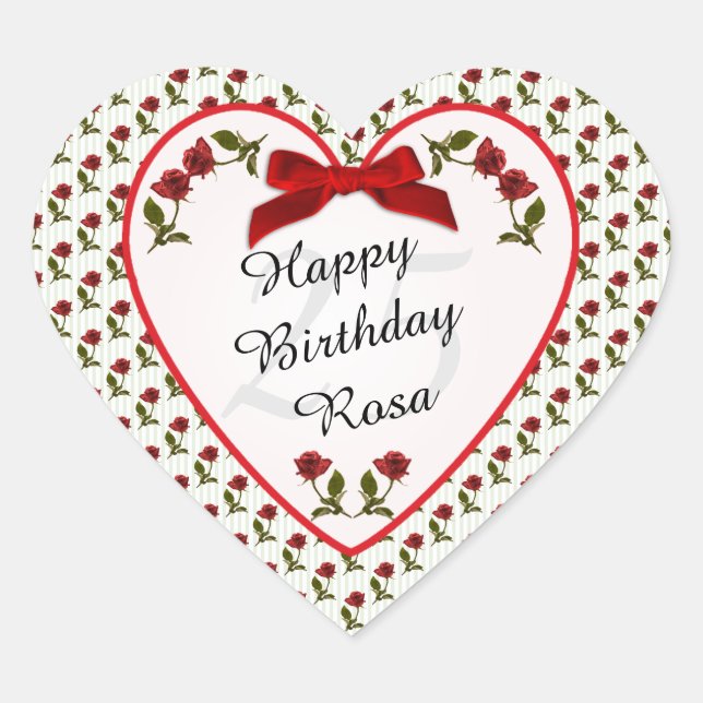 Sticker Cœur Anniversaire - Roses rouges Photographie florale (Devant)