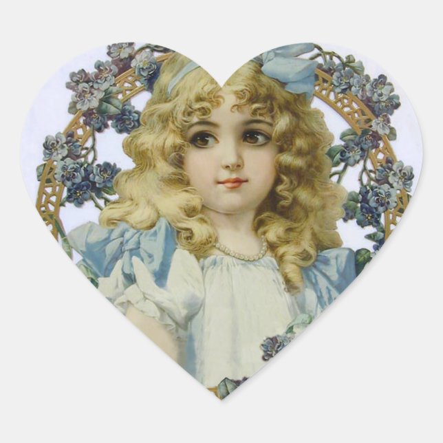 Sticker Cœur Antique Petite fille Portrait enfant Beau (Devant)
