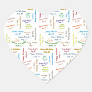 Sticker Cœur Août, 12 Anniversaire