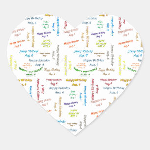 Sticker Cœur Août 4 Anniversaire
