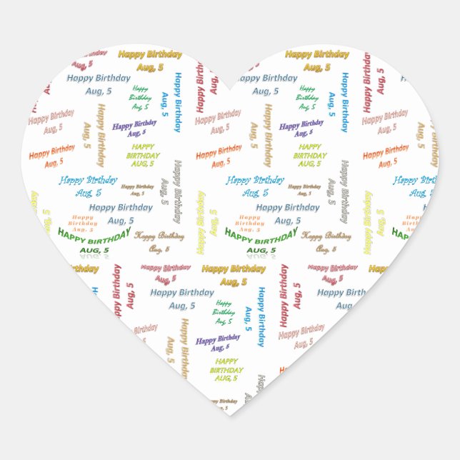 Sticker Cœur Août 5 Anniversaire (Devant)