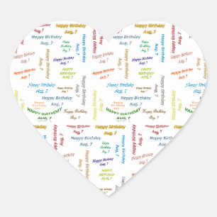 Sticker Cœur Août 7 Anniversaire