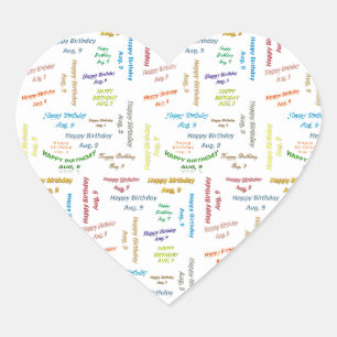 Sticker Cœur Août 9 Anniversaire
