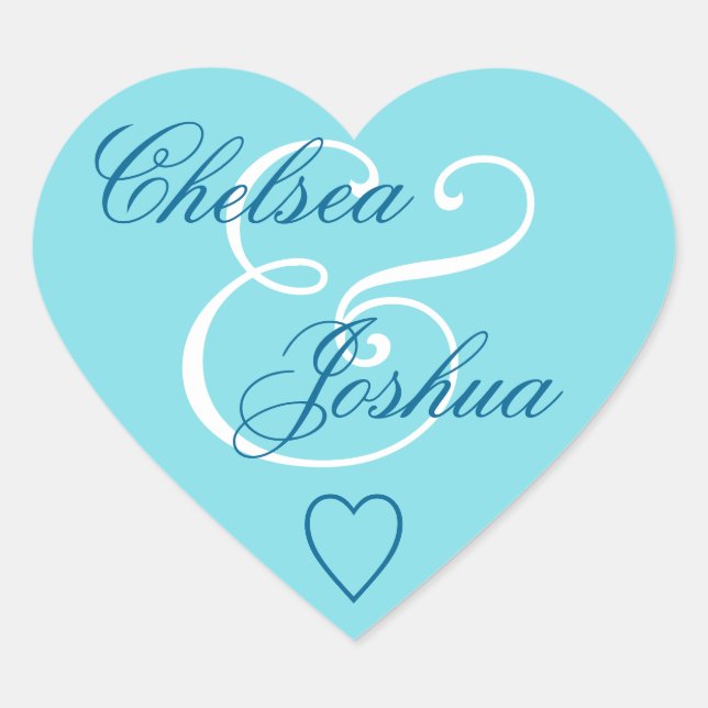Sticker Cœur Aqua Blue Envelope Seal Mariage Heart V08 (Devant)