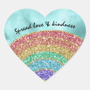 Sticker Cœur Aqua Parties scintillant Sparkle Gold Rainbow    