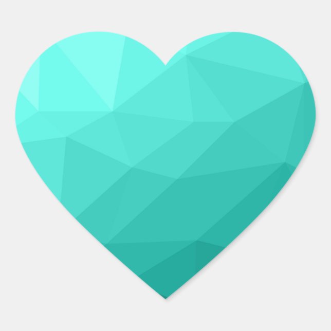 Sticker Cœur Aqua Turquoise Gradient Motif géométrique (Devant)