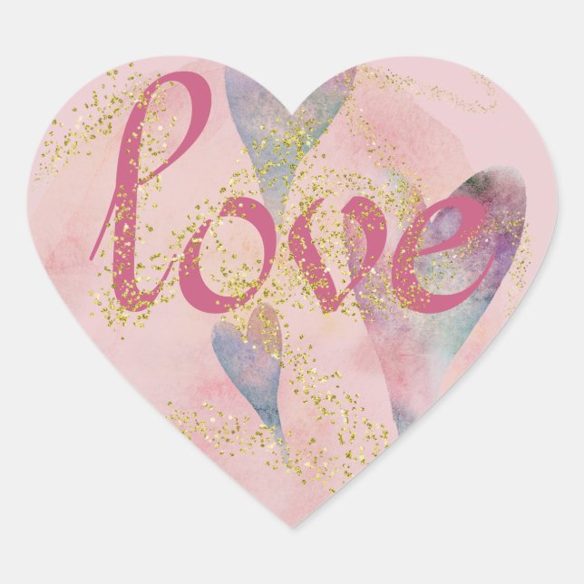 Sticker Cœur Aquarelle Coeurs et amour (Devant)