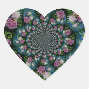 Sticker Cœur Aquarelle florale de pivoine rose blanc