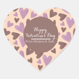 Sticker Cœur Aquarelle main Coeurs Chocolat rose