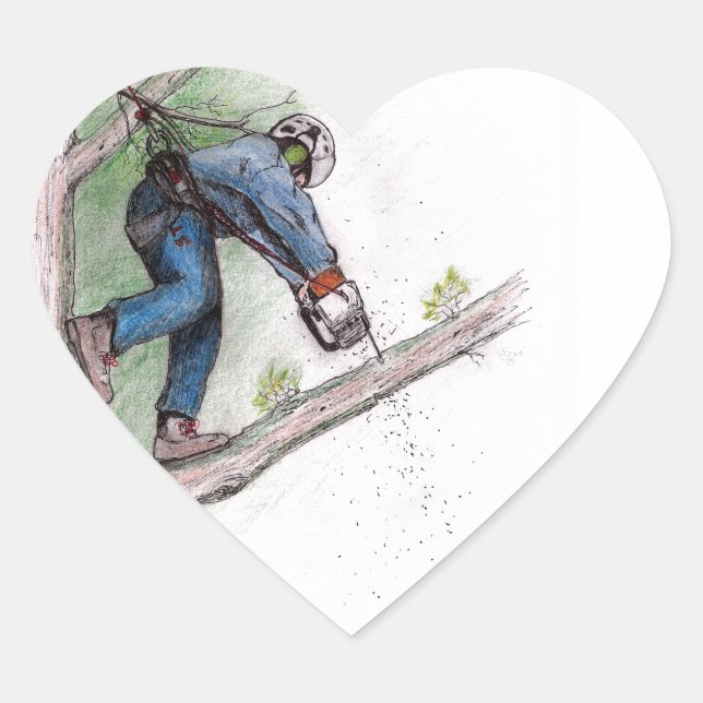 Sticker Cœur Arboriste du chirurgien Arbre de bûcheron (Devant)