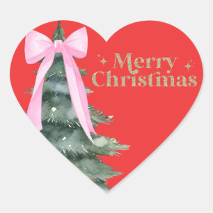 Sticker Cœur Arbre de Noël avec Bow