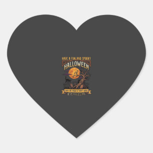 Sticker Cœur Arbre effrayant Halloween pleine lune chat noir ci