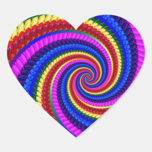 Sticker Cœur Arc-en-ciel Fractal Art Motif