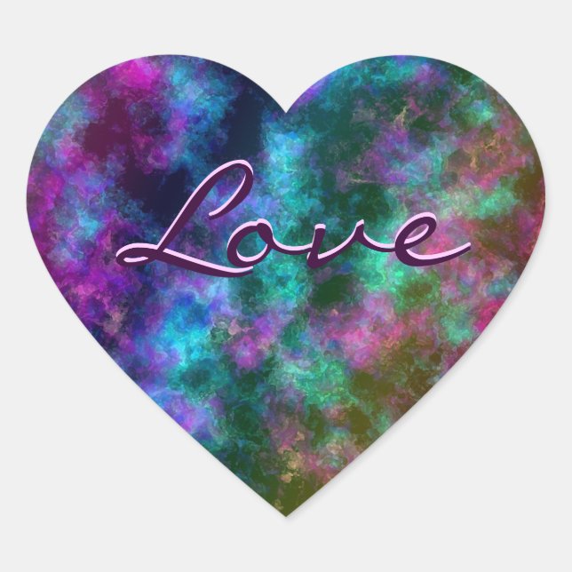 Sticker Cœur Arc-en-ciel transparent : Effet Flourite (Devant)