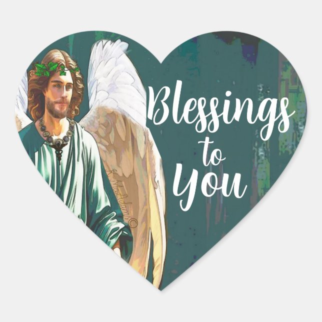 Sticker Cœur Archangel Saint Raphael Blessings & Healing Angel (Devant)