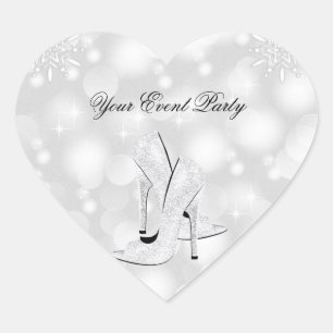 Sticker Coeur Argent Blanc Haut talon Chaussures