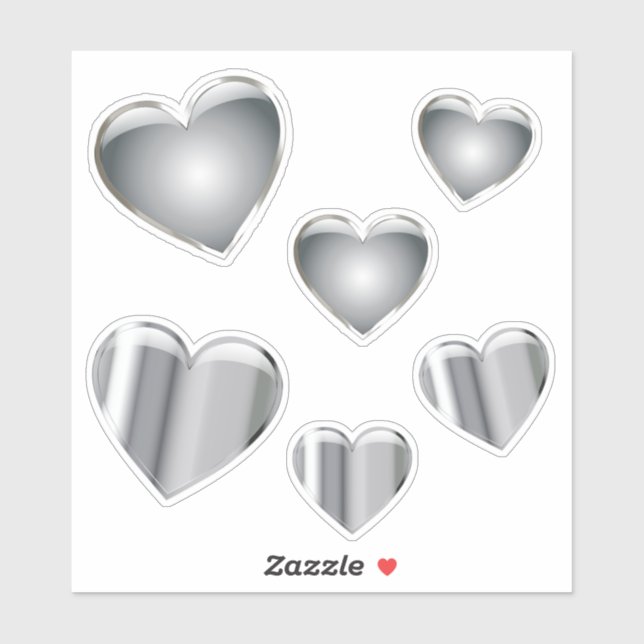 Sticker Coeur Argent Chrome Vinyl (Feuille)
