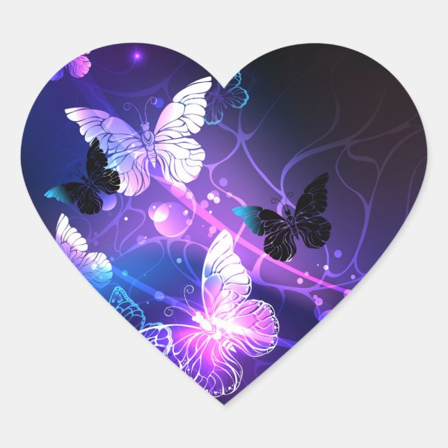 Sticker Cœur Arrière - plan avec papillons de nuit (Devant)
