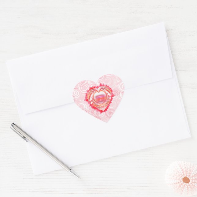 Sticker Cœur Arrière - plan de la spirale rose (Enveloppe)