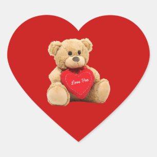 Sticker Cœur Arrière - plan de rouge de coeur d'amour d'ours d