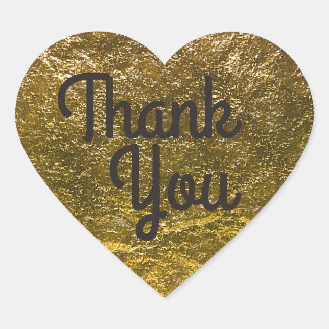 Sticker Cœur Arrière - plan Faux Gold Foil | Merci élégant (Devant)