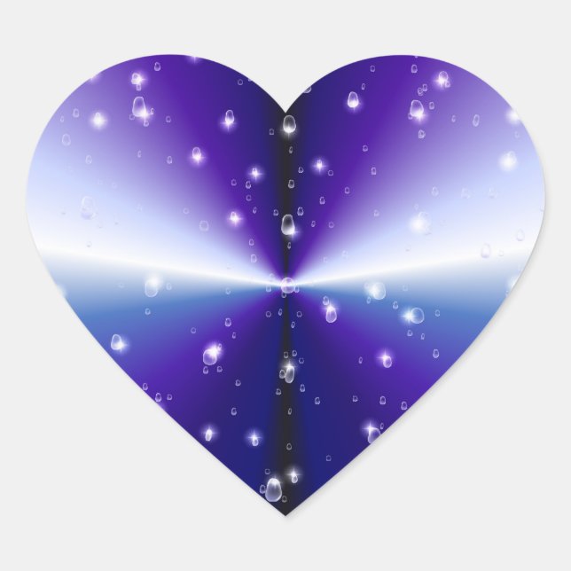 Sticker Cœur Arrosage avec étoiles sur bleu violet noir arc-en- (Devant)