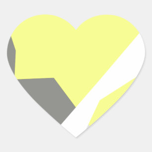 Sticker Cœur Art Abstrait Énergie gris jaune