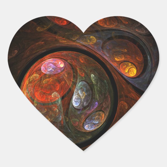 Sticker Coeur Art Abstrait Fluid Connection (Devant)