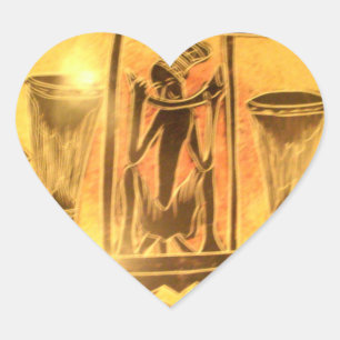 Sticker Cœur Art Ethnique Africain d'or Imprimer