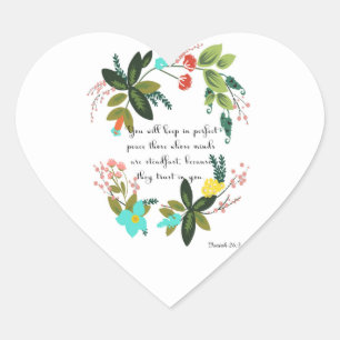 Sticker Cœur Art inspirant chrétien - Ésaïe 26:3