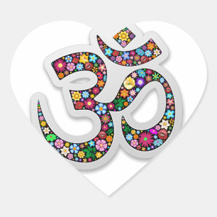 Sticker Cœur Art symbolique floral Namaste