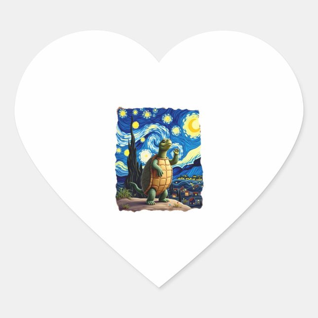 Sticker Cœur Artistic Turtle Shirt  Starry Night Turtle (1) (Devant)