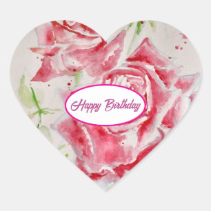 Sticker Cœur Assiette en papier à motif de fleurs de rose rouge