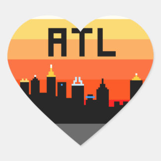 Sticker Cœur Atlanta Skyline ATL 8 bits