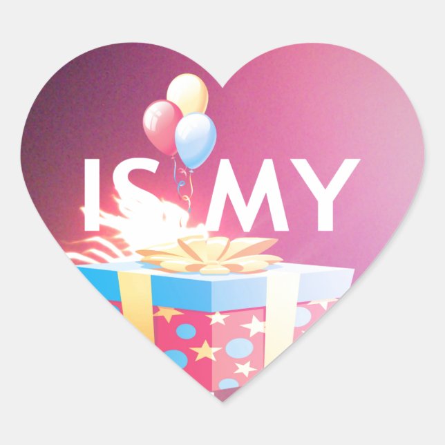 STICKER CŒUR AUJOURD'HUI EST MON ANNIVERSAIRE (Devant)