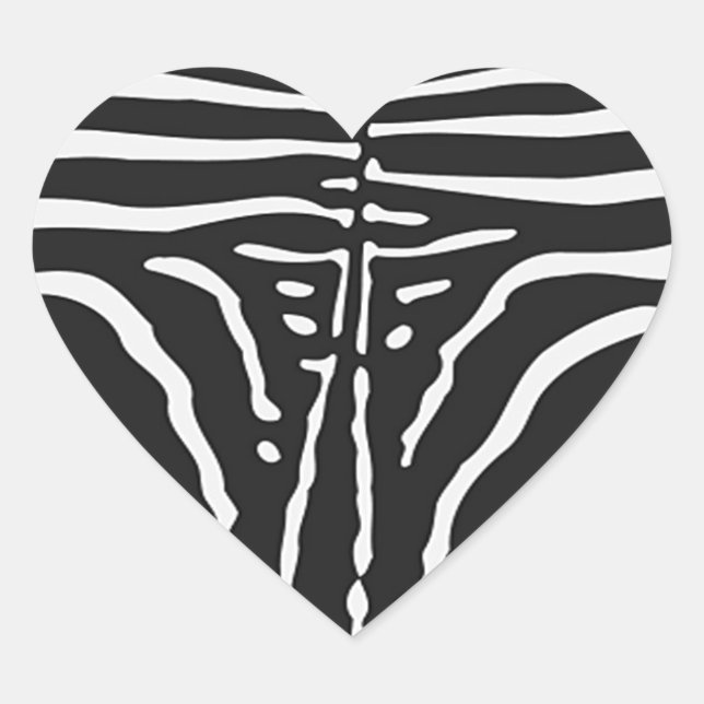 Sticker Cœur Authentic Zebra Skin Print - noir blanc strié (Devant)