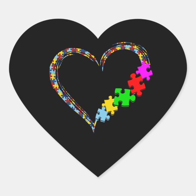 Sticker Cœur Autiste | Sensibilisation sur l'autisme Coeur Puzz (Devant)